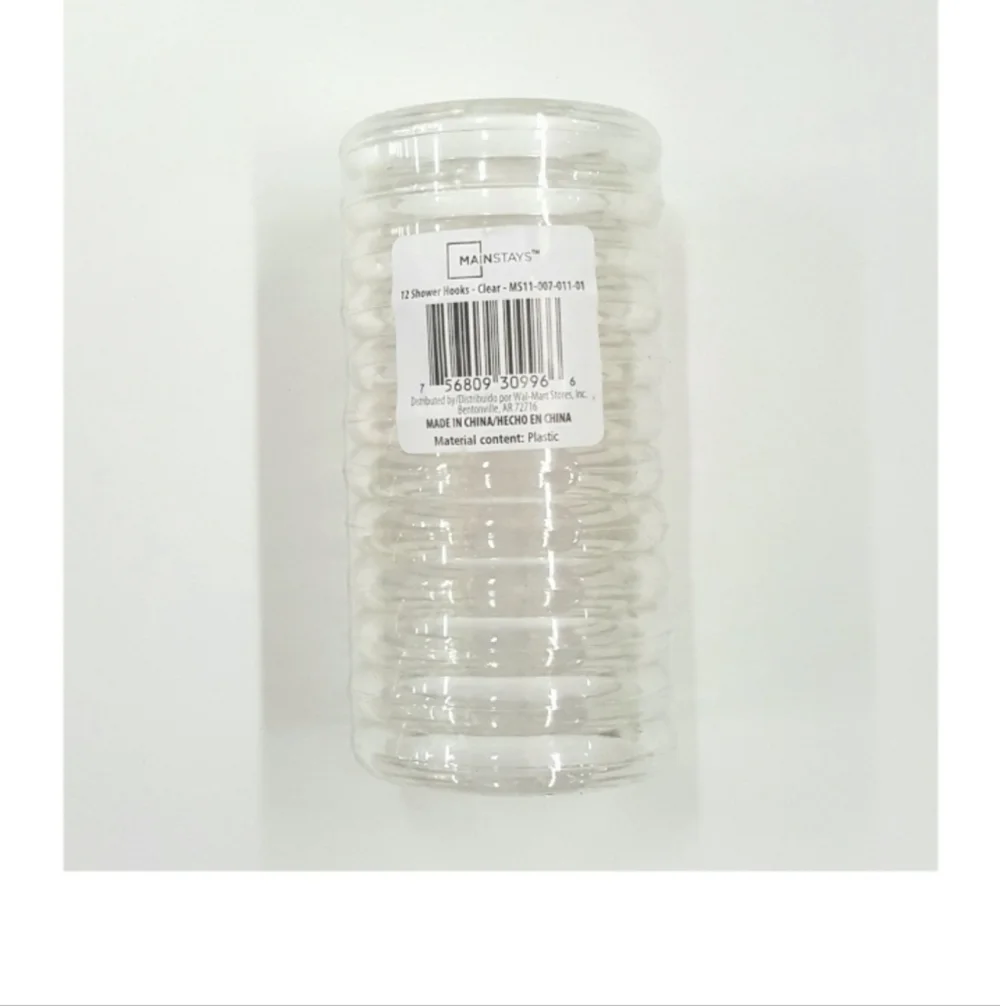 MAINSTAYS Clear Shower Hooks, 12 Piece